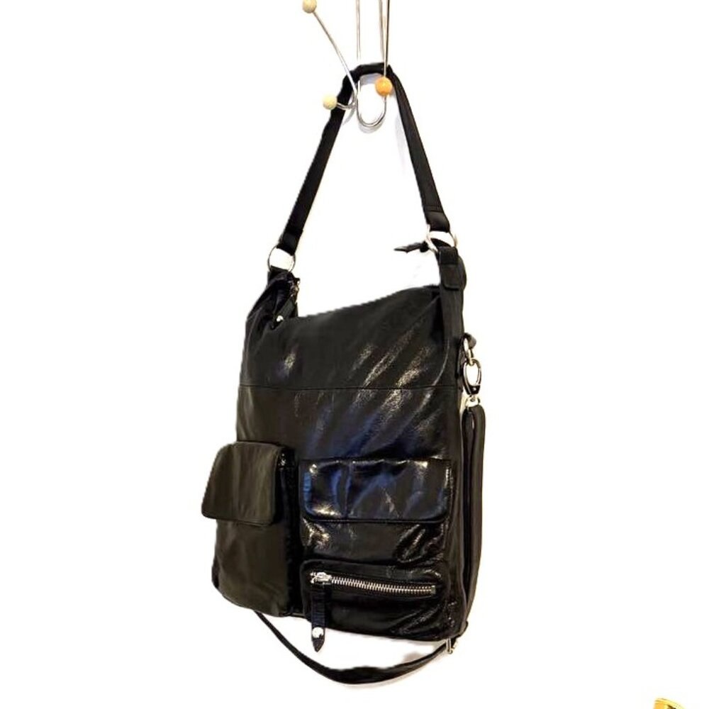 Hobo International The Original Black Leather Handbag - 17" x 14"x 2"